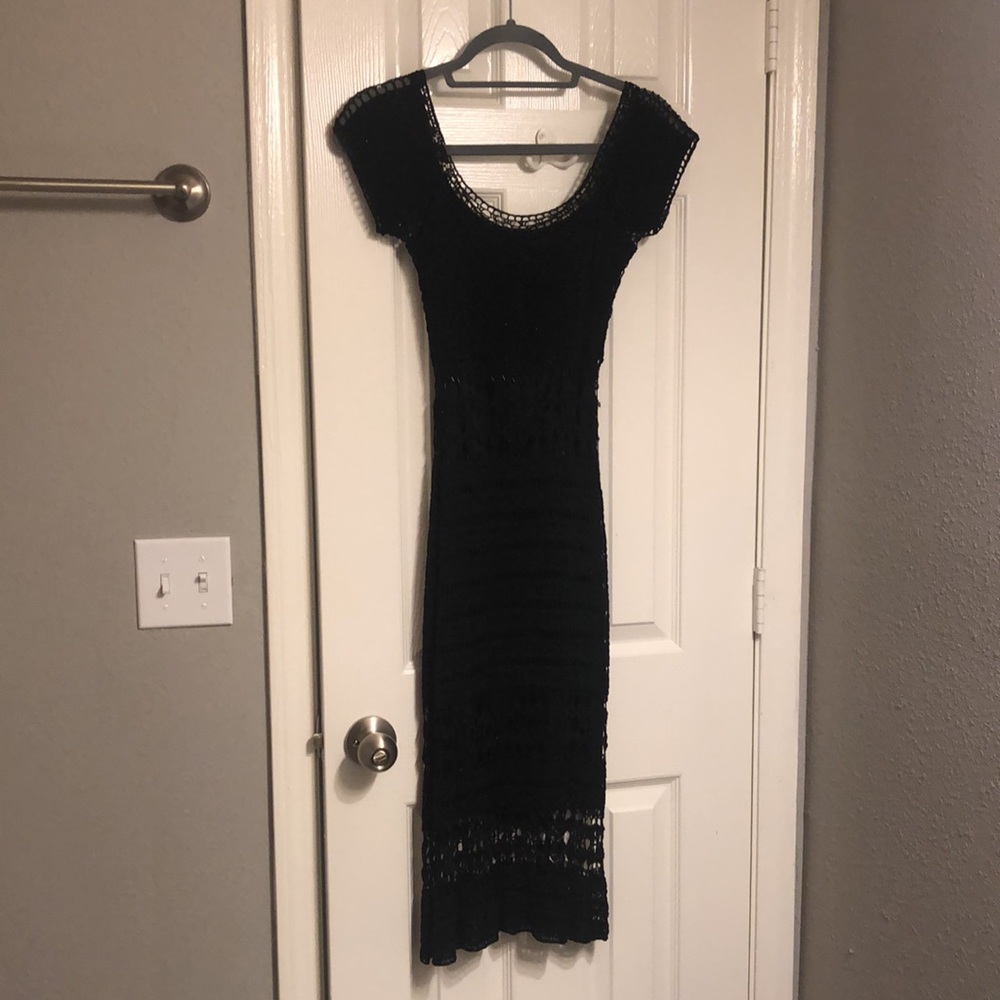 Vintage Basix II 90s Crochet Beaded Midi Dress (M but fits like a S/XS)